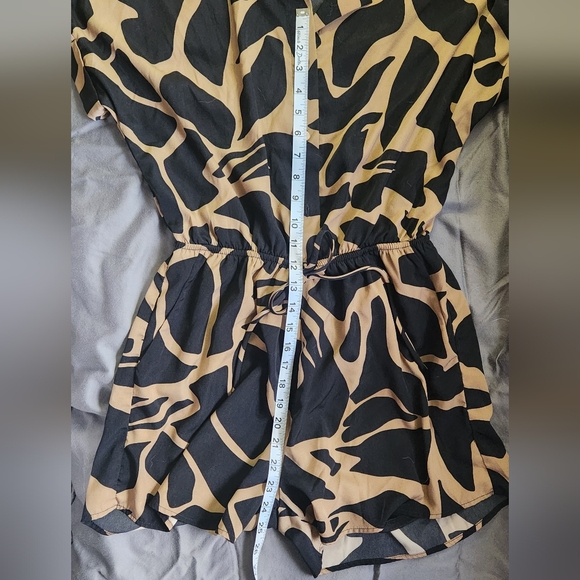 Black and Tan Animal Print Romper - Picture 3 of 5
